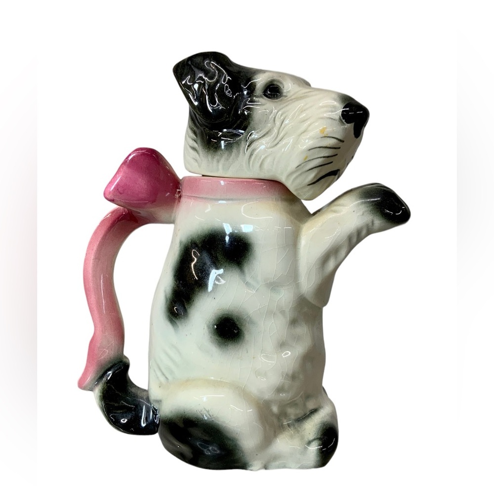 Antique Majolica “Erphila” Figural Terrier Dog Teapot 1920s-1930s